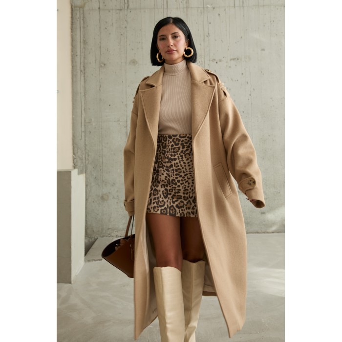 Long Manteau Oversize Avec Ceinture à La Taille